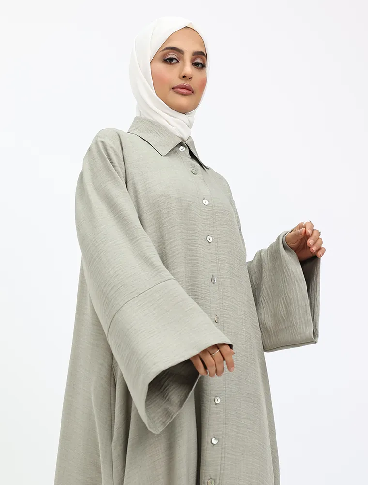 Khaki Linen Feel Collar Shirt